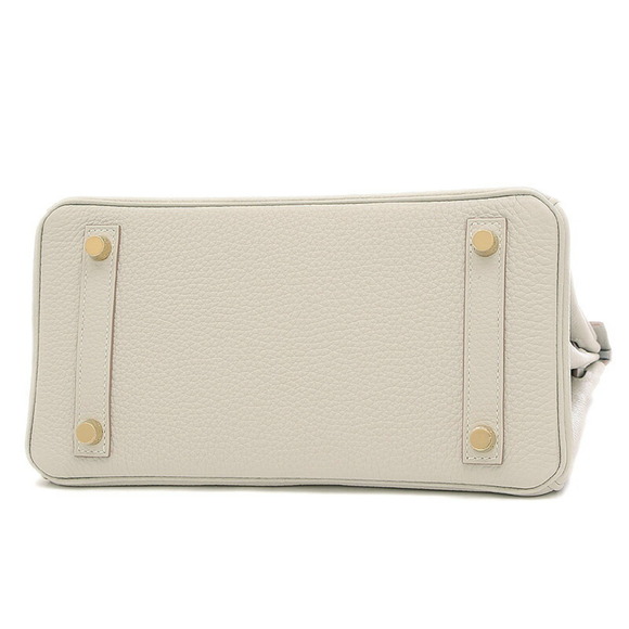 HERMES Birkin 25 Togo grease pearl handbag gold metal fittings B stamp - Picture 6 of 8